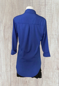 Royal blue long sleeve button up blouse