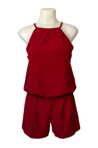 Halter style romper with elastic waist