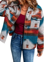 Load image into Gallery viewer, Aztec patterned shacket with 2 upper pockets
