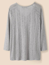 Load image into Gallery viewer, Grey lightweight long sleeve v-neck top
