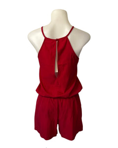 Halter style romper with elastic waist