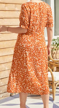 Load image into Gallery viewer, Plus size orange floral print midi dress

