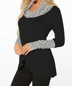 Long sleeved crossover top with striped detail