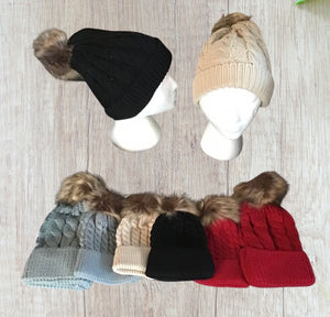 Adult /baby matching toque sets with Pom Pom