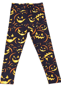 Kids evil Halloween pumpkins leggings