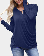 Load image into Gallery viewer, Navy crossed front sweater
