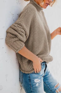 Oversized chunky batwing turtleneck sweater
