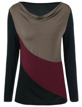 Load image into Gallery viewer, Lightweight colorblock top with cowl neck
