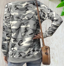 Load image into Gallery viewer, Grey camouflage loose fitting sweatshirt
