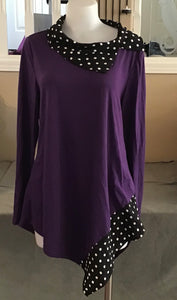 Long sleeve sweater with polka dot trim