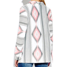 Load image into Gallery viewer, Soft draped front geometric pattern cardigan
