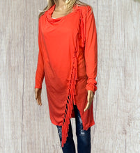 Load image into Gallery viewer, Long sleeve crossed over sweater with tassels
