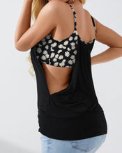 Load image into Gallery viewer, Cut out black cami with daisy print
