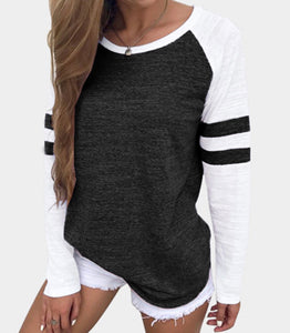 Black color block sweater with stripes