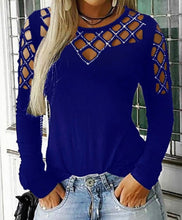 Load image into Gallery viewer, Long sleeve hollow out chest and sleeves top with sequins
