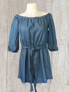 Denim off shoulder romper