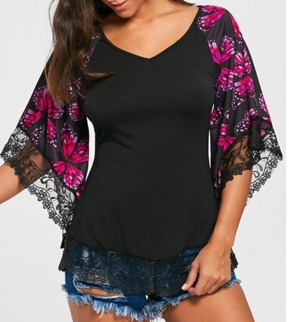 Dressy top with butterfly sleeves