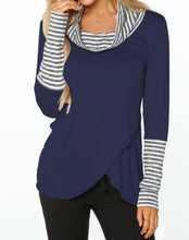 Load image into Gallery viewer, Long sleeved crossover top with striped detail
