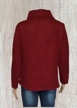 Load image into Gallery viewer, Waffle knit crossover sweater with 2 decorative buttons
