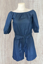 Load image into Gallery viewer, Denim off shoulder romper
