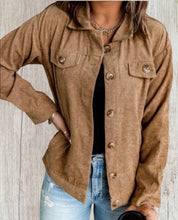 Load image into Gallery viewer, Brown ribbed corduroy jacket with pockets
