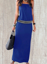 Load image into Gallery viewer, Strapless tube maxi dress with tribal print trim
