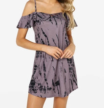 Load image into Gallery viewer, Brown tie-dye off shoulder a-line dress

