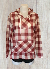 Load image into Gallery viewer, Lightweight plaid hoodie with front pocket
