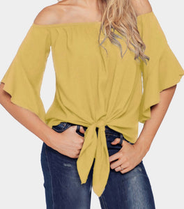 Off the shoulder tie up top