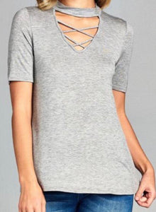 Cut out criss cross design tee