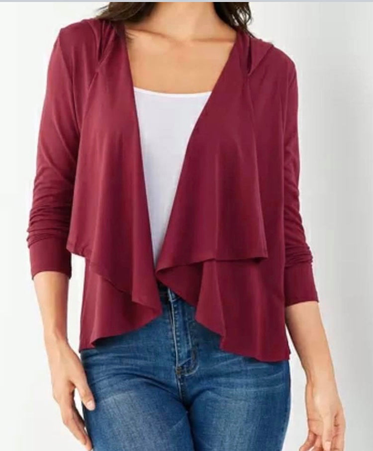 Open front hooded cardigan