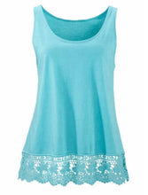 Load image into Gallery viewer, Round neck tank top with lace trim

