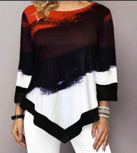 Load image into Gallery viewer, Tunic top with 3/4 sleeve and irregular hem
