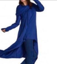 Load image into Gallery viewer, Blue hooded long sleeve cape with kangaroo pockets
