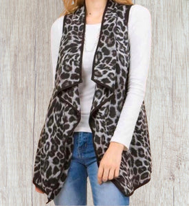 Black leopard print vest