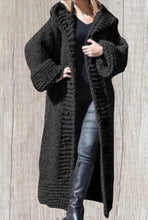 Load image into Gallery viewer, Chunky knit long hooded cardigan with buttons
