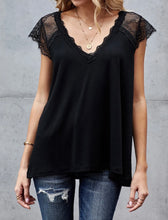 Load image into Gallery viewer, Lace knit black tank top
