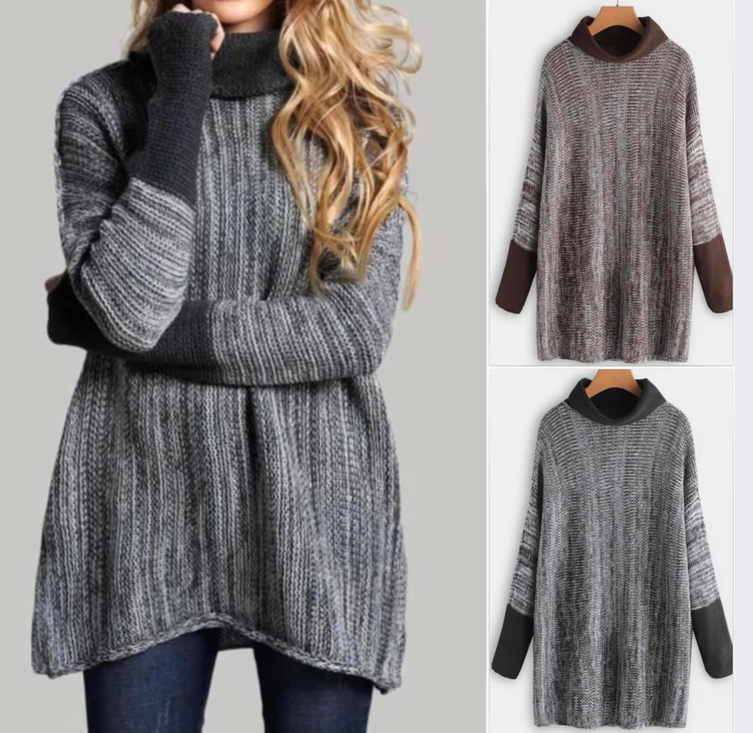 Turtleneck long sleeve sweater with thumbholes