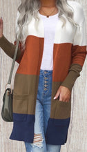 Load image into Gallery viewer, Super soft, thick, warm color block cardigan with pockets
