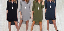 Load image into Gallery viewer, Loose fitting long sleeve v-neck high/low shirt/dress
