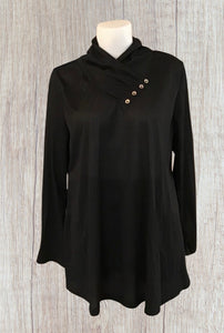 Long sleeve flowy top with decorative buttons