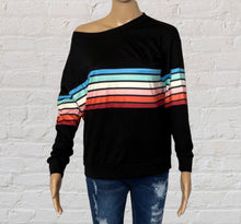 Load image into Gallery viewer, Multi-color striped panel long sleeve top
