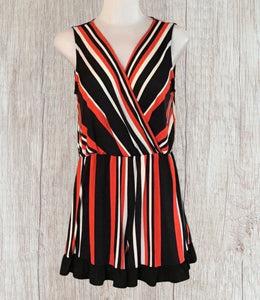 Red striped crossover romper