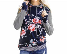 Load image into Gallery viewer, Floral striped hoodies
