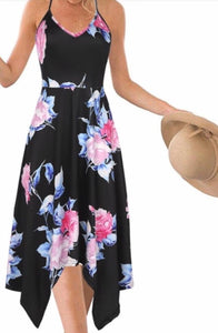 Floral dress with irregular hem