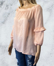 Load image into Gallery viewer, Off shoulder pink blouse with tiered sleeves
