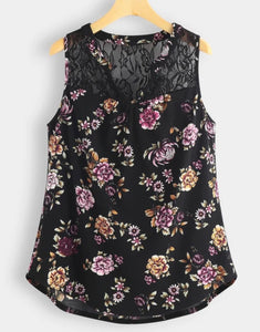 Plus size sleeveless floral top