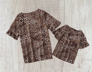 Mom and Me matching leopard print short sleeve top