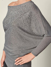 Load image into Gallery viewer, Long sleeve batwing top with lots of bling
