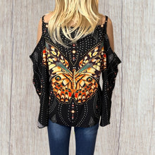 Load image into Gallery viewer, Cold shoulder top with butterfly pattern
